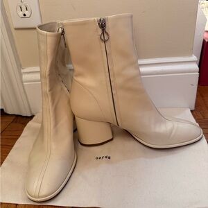 Aeyde Women's Cream Leather Ankle Boots